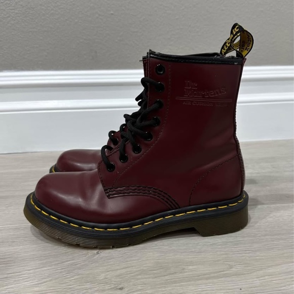 Dr. Martens Cherry Red 1460 Smooth Leather Boots - Picture 3 of 6